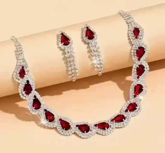 Jewellery Set Nice & Simple American Diamond Stone Work All Colours