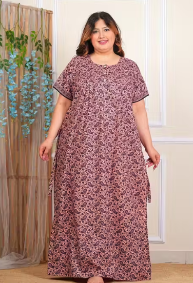 Women's Plus size Cotton nighty with Robe