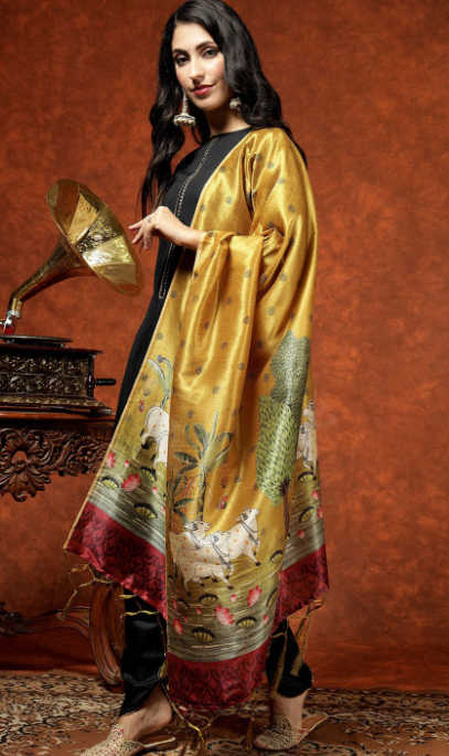 Kalini Women Straight Kurta Pant Set With Digital Print Dupatta