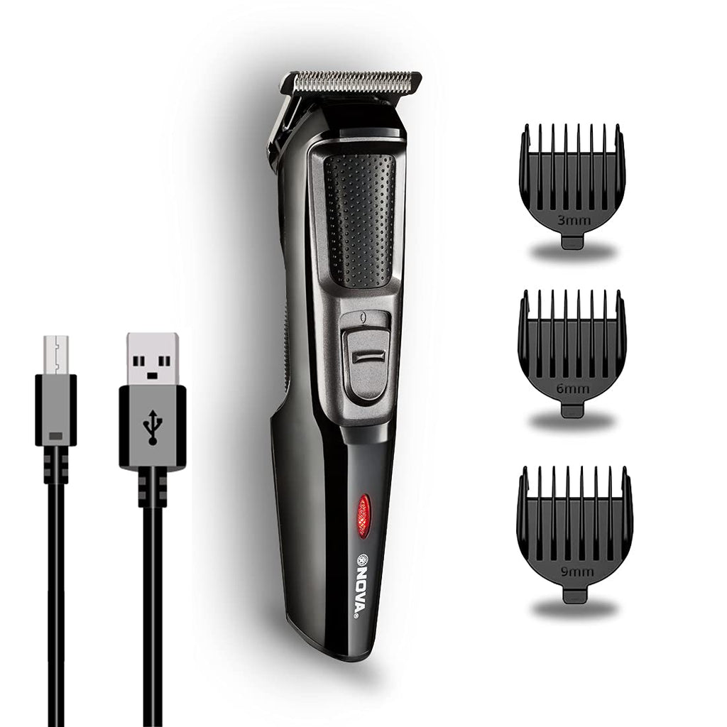 Nova NHT 1074 USB , Cordless , Rechargeable: 30 Minutes Runtime Beard Trimmer for Men (Black)