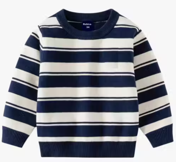 New Stylish Trendy Hand Knitted Woollen Warm Sweater Full Sleeve Round Neck Stripped Design Woollen