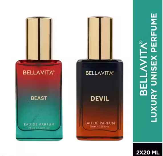 Bella Vita Unisex Beast + Devil EDP Perfume Combo for Men and Women 20 ml Each (Pack of 2 Items)