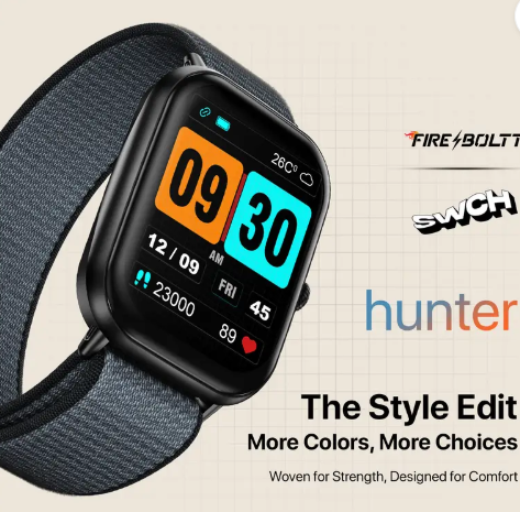 Fire-Boltt Hunter Nyluxe 51.1mm (2.01) HD Display Buetooth Calling with Single Chipset Smartwatch  (Charcoal Grey Strap, Free Size)