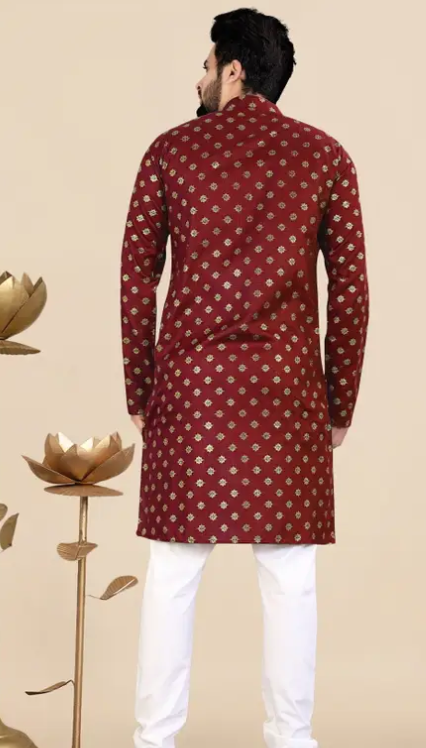 Trendy Cotton Blend Kurta Pyjama Set For Men