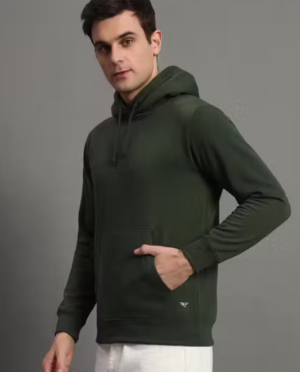 Men's Solid Hooded Full Sleeve Sweatshirt