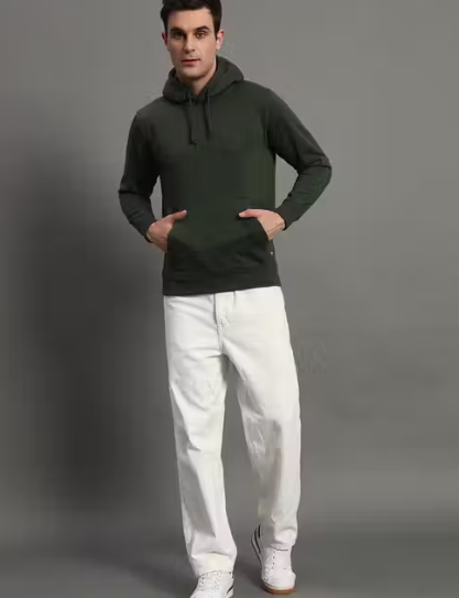 Men's Solid Hooded Full Sleeve Sweatshirt