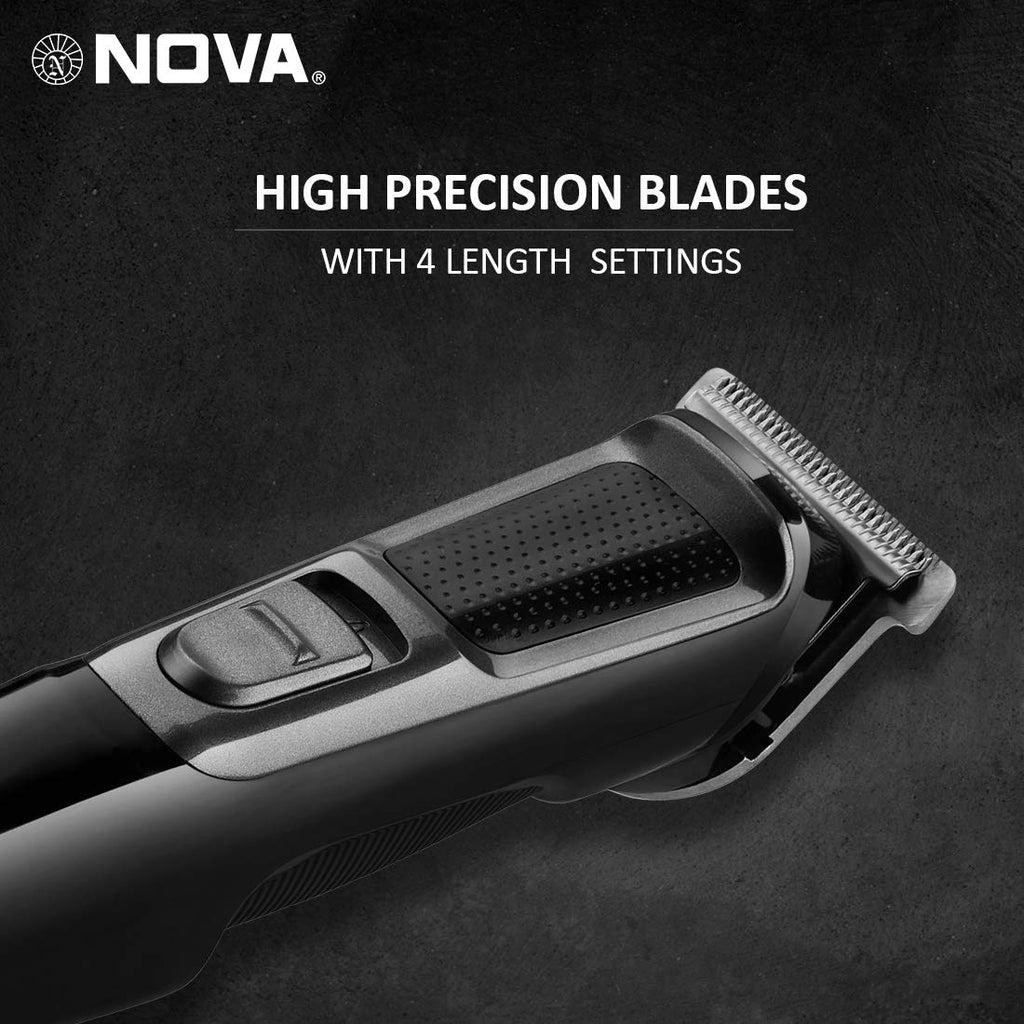 Nova NHT 1074 USB , Cordless , Rechargeable: 30 Minutes Runtime Beard Trimmer for Men (Black)