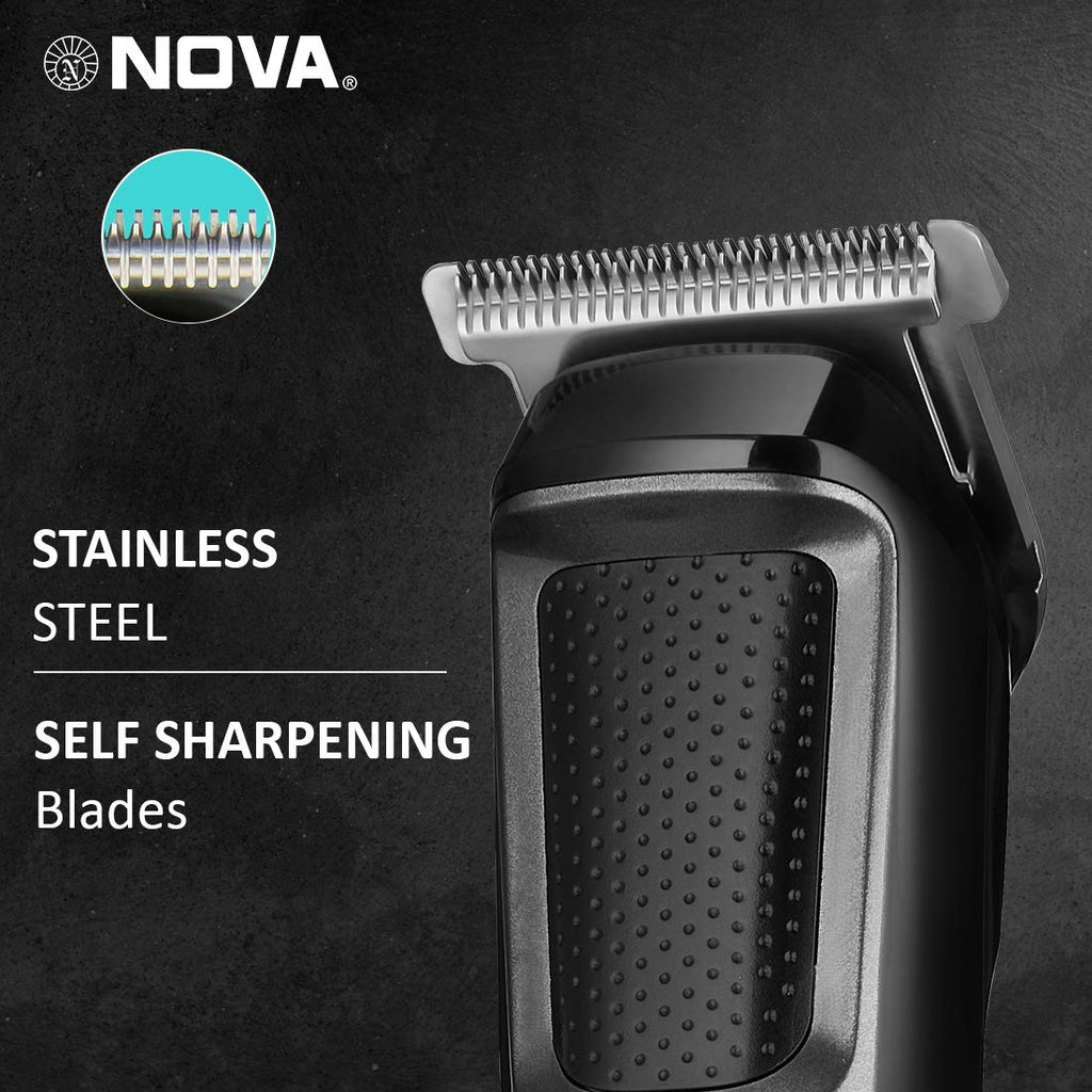 Nova NHT 1074 USB , Cordless , Rechargeable: 30 Minutes Runtime Beard Trimmer for Men (Black)