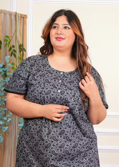 Women's Plus size Cotton nighty with Robe