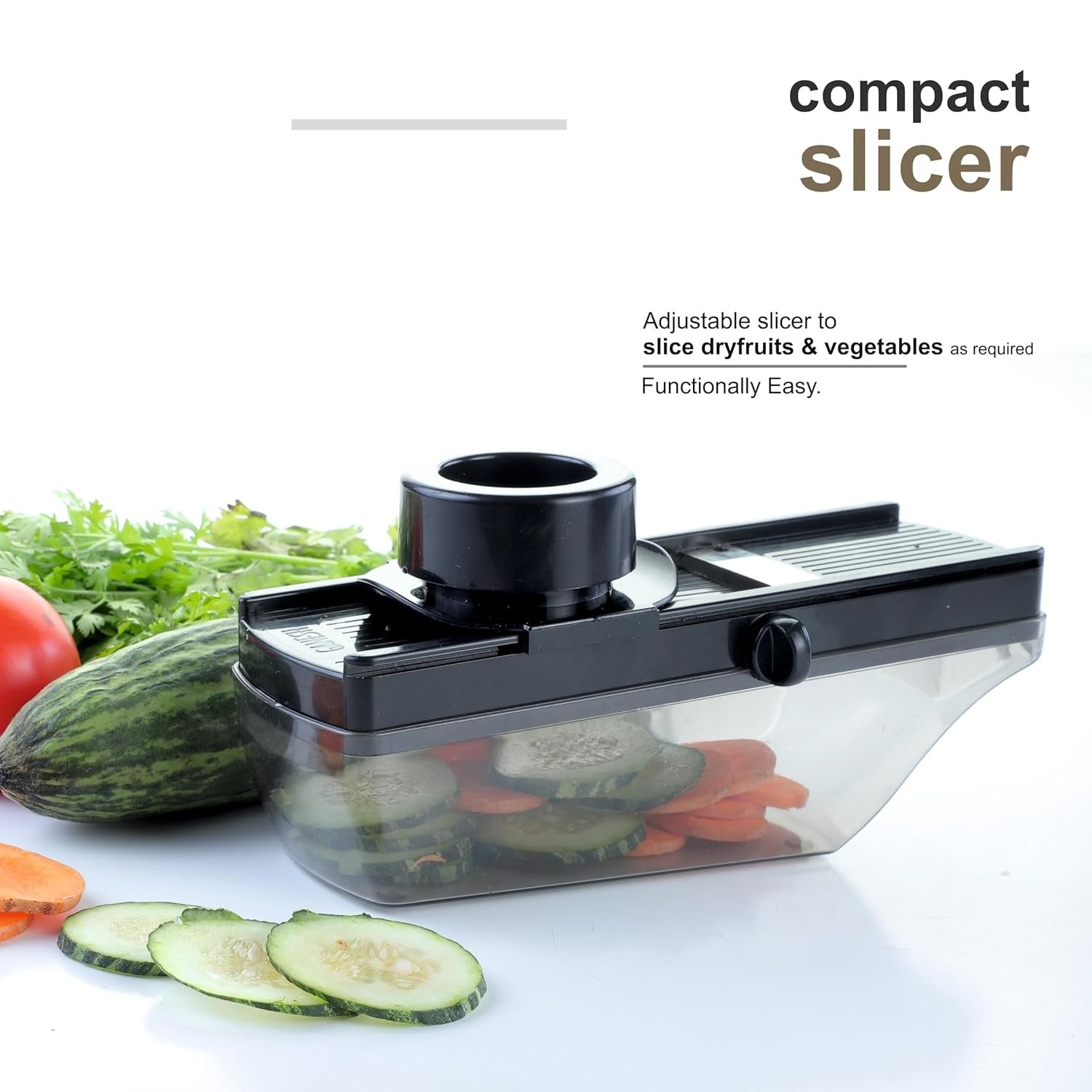 Plastic Vegetable Slicer & Dry Fruit Cutter, Black