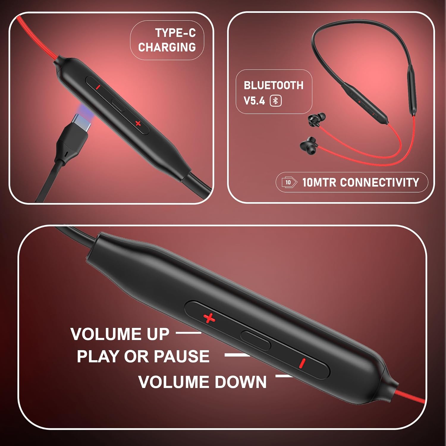 Kratos N4 Bluetooth Neckband with 52H Playtime, Deep Bass, Stereo Sound, HD Calls, Magnetic Earbuds, Type-C Fast Charging, Rich Audio, Hollow Switch for Comfort & Style