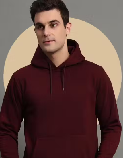 Men's Solid Hooded Full Sleeve Sweatshirt