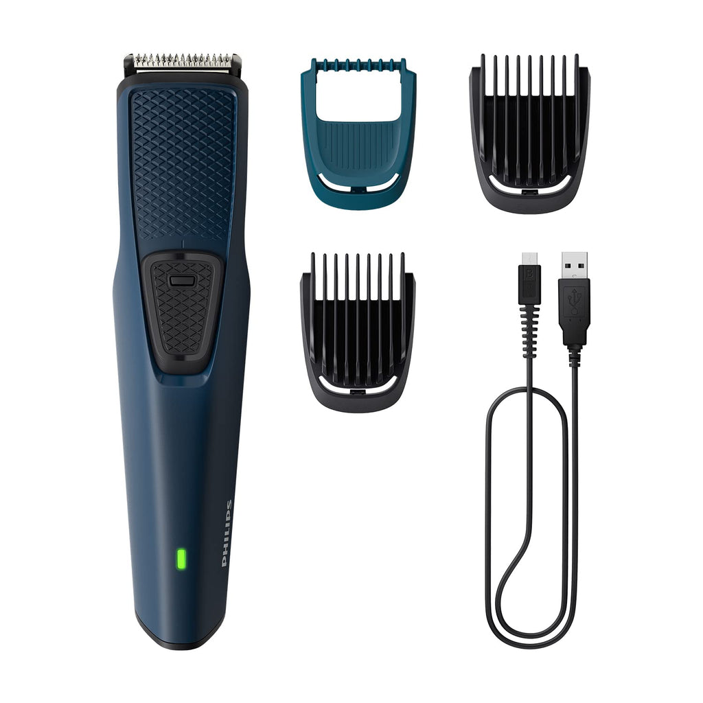 Philips Beard Trimmer for Men | India's No.1 Trimmer | DuraPower Technology | Lasts 4x Longer | Close Trim with Skin Protect Comb | Self Sharpening Blades | Cordless | Charging Indicator | Travel Lock | No Oil Needed | 2 Year Warranty | BT1232/18,Blue