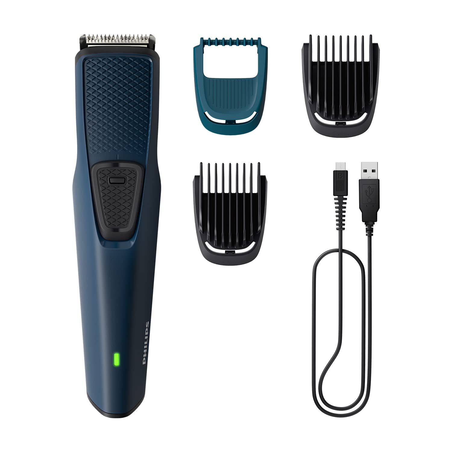 Philips Beard Trimmer for Men | India's No.1 Trimmer | DuraPower Technology | Lasts 4x Longer | Close Trim with Skin Protect Comb | Self Sharpening Blades | Cordless | Charging Indicator | Travel Lock | No Oil Needed | 2 Year Warranty | BT1232/18,Blue