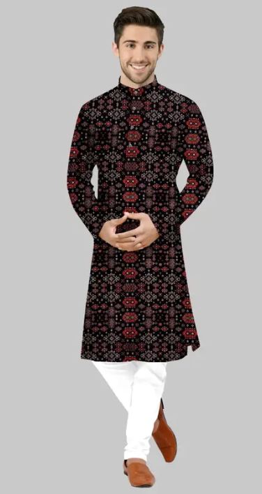 Trendy Prints Men Cotton Blend Kurta Pyjama Set