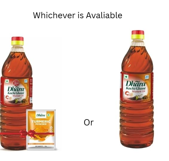 Dhara Kachi Ghani Mustard Oil (0% Trans Fat), 1 L Bottle