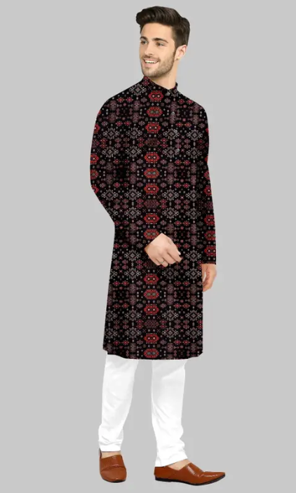 Trendy Prints Men Cotton Blend Kurta Pyjama Set