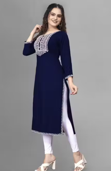 Women Embroidered Rayon A-line Kurta straight kurti,solid kurti, new trandy A-line