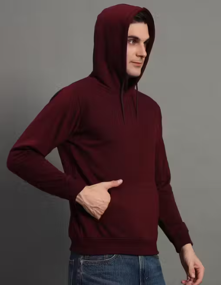 Men's Solid Hooded Full Sleeve Sweatshirt