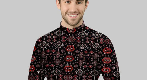 Trendy Prints Men Cotton Blend Kurta Pyjama Set