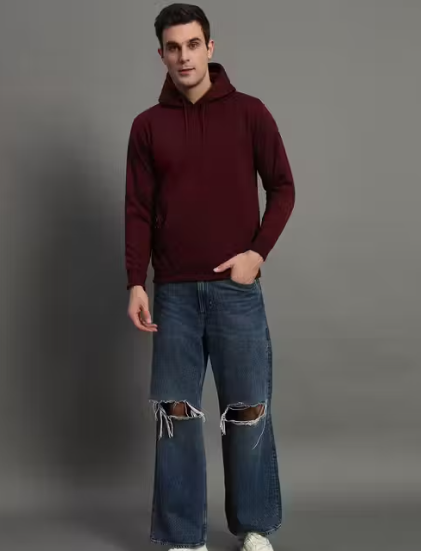 Men's Solid Hooded Full Sleeve Sweatshirt