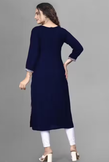 Women Embroidered Rayon A-line Kurta straight kurti,solid kurti, new trandy A-line