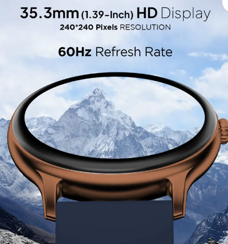 Fire-Boltt Ninja Talk 35.3mm (1.39) Round Bluetooth Calling Metal Body,120 Sports Modes Smartwatch  (Copper Blue Strap, Free Size)