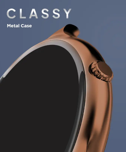 Fire-Boltt Ninja Talk 35.3mm (1.39) Round Bluetooth Calling Metal Body,120 Sports Modes Smartwatch  (Copper Blue Strap, Free Size)