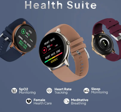 Fire-Boltt Ninja Talk 35.3mm (1.39) Round Bluetooth Calling Metal Body,120 Sports Modes Smartwatch  (Copper Blue Strap, Free Size)