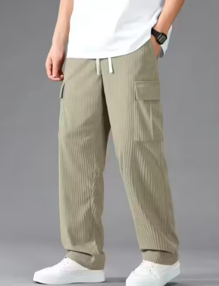 Men's Trendy Corduroy Cargo Pants | Loose Fit Side Pocket Trousers | Stylish Korean Streetwear for Boys