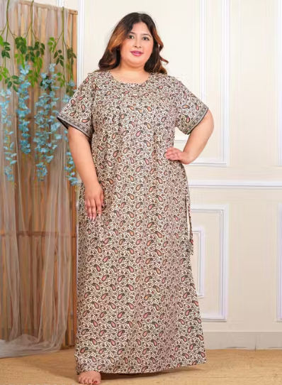Women's Plus size Cotton nighty with Robe