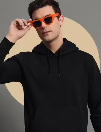 Men's Solid Hooded Full Sleeve Sweatshirt