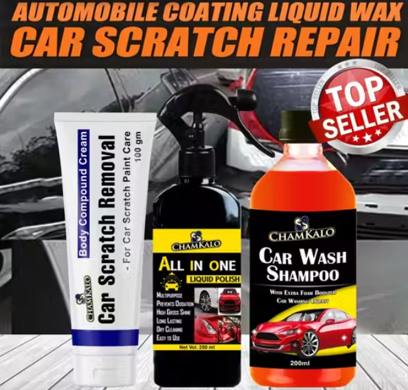 Chamkalo All In One (250ml) + Car Scratch Removal (100g) +Car Wash Shampoo (200ml) Car Polish Spray, Body Compound Scratch Remover ,Spot Cleaning Better Shine Car Wash Combo