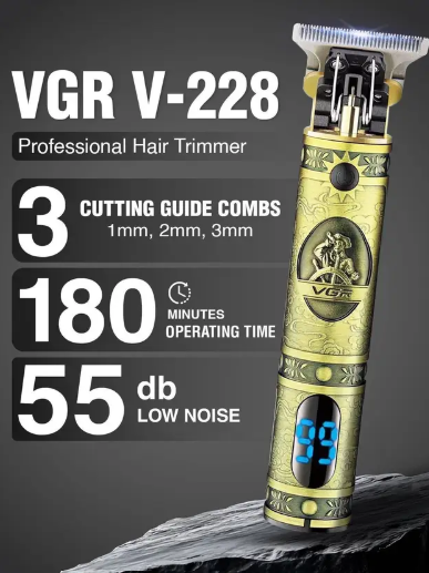 VGR V-228 Professional Trimmer 180 min Runtime 4 Length Settings  (Gold)