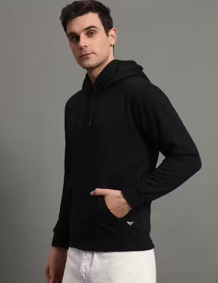 Men's Solid Hooded Full Sleeve Sweatshirt