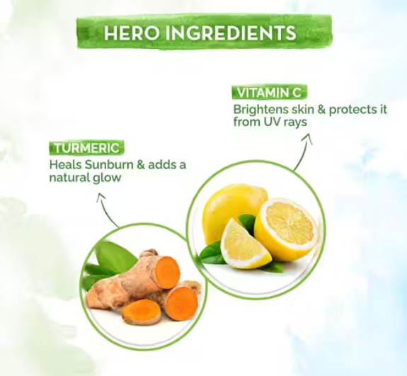 Mamaearth Vitamin C Daily Glow Sunscreen with Vitamin C & Turmeric for Sun Protection & Glow - 20 g - Pack of 2