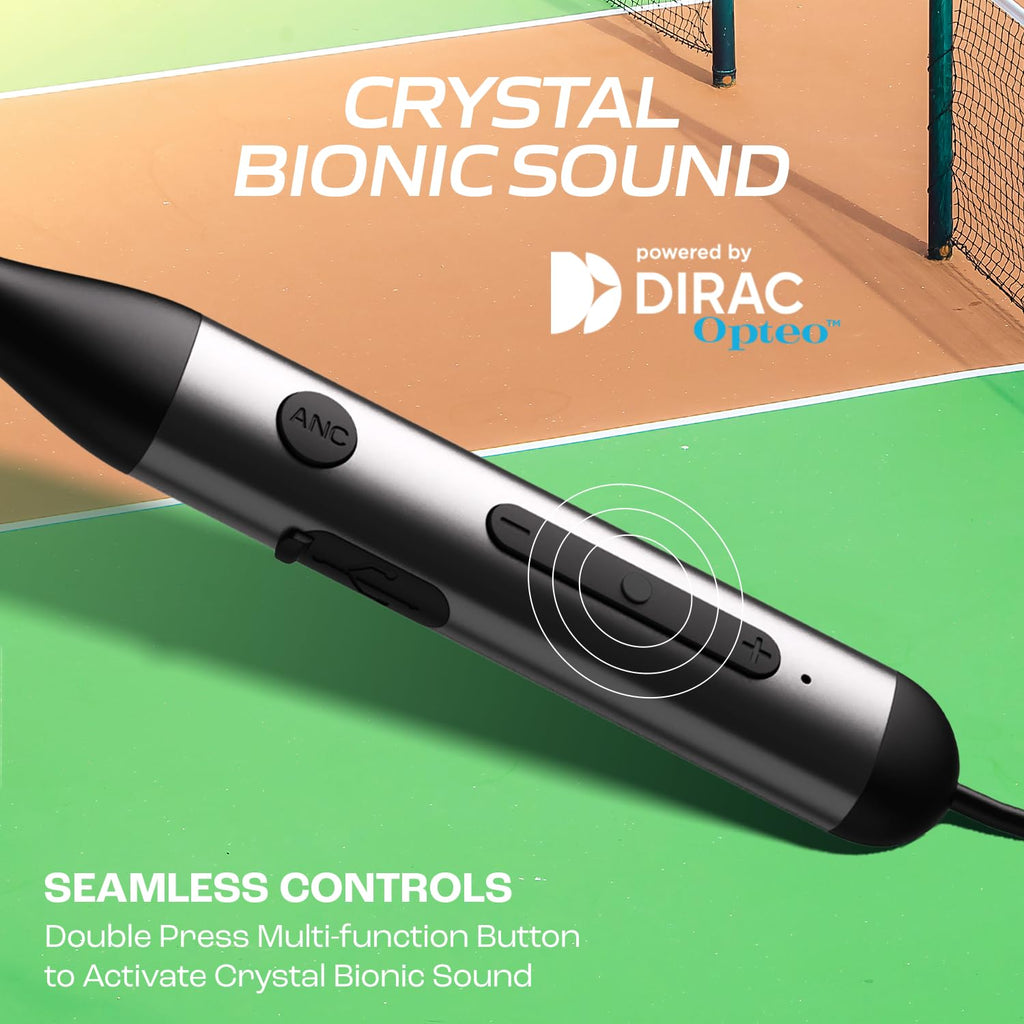 boAt Rockerz 280 ANC w/Crystal Bionic Sound Powered by Dirac Opteo, Active Noise Cancellation, 13mm Drivers, ASAP Charge, 24H Playback & ENx Tech in- Ear Bluetooth Neckband(Gunmetal Black)