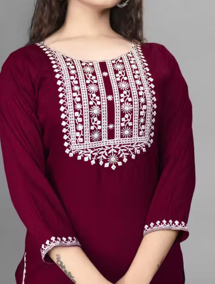 Women Embroidered Rayon A-line Kurta straight kurti,solid kurti, new trandy A-line
