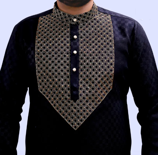 Men Silk Blend Kurta Pyjama Set