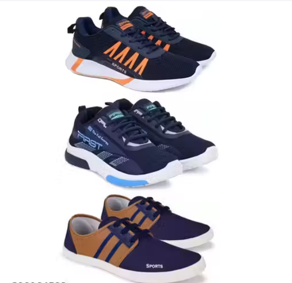Latest Stylish Sports Shoes For Men | Lace-Up Lightweight Multicolour Shoes For Running, Walking, gym ,Trekking and hiking Shoes For Men (Pack Of 3)
