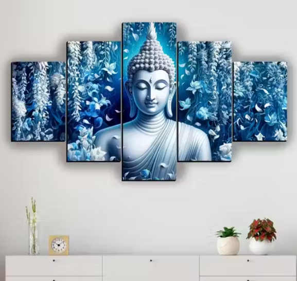 Buddha Meditating Home Decor Painting Digital Reprint 18 inch x 30 inch Painting (Without Frame, Pack of 5)
