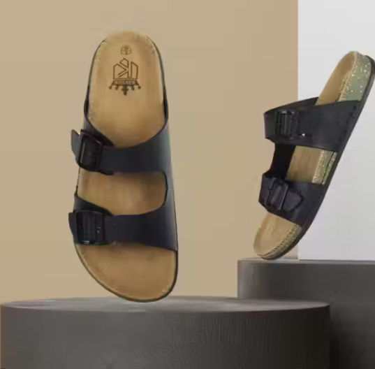 Kavsun Men’s Trendy Black Synthetic Sliders – Comfortable Slip-On with TPR Sole