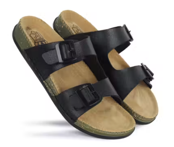 Kavsun Men’s Trendy Black Synthetic Sliders – Comfortable Slip-On with TPR Sole