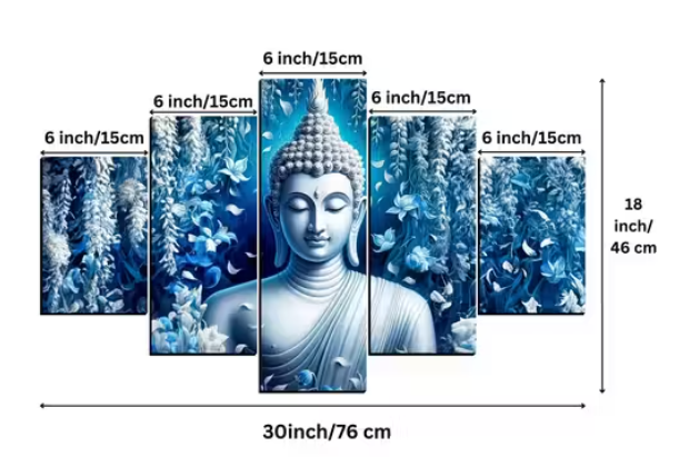 Buddha Meditating Home Decor Painting Digital Reprint 18 inch x 30 inch Painting (Without Frame, Pack of 5)