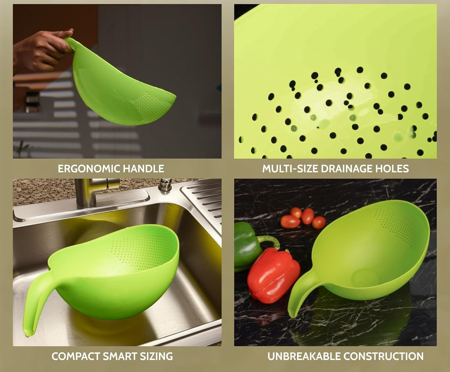 Multi-Purpose Strainer or Washer Bowl for Rice Fruits & Vegetable Rice Bowl Color May Vary, Plastic - 10.2 x 17.5 x 24.3 Centimeters