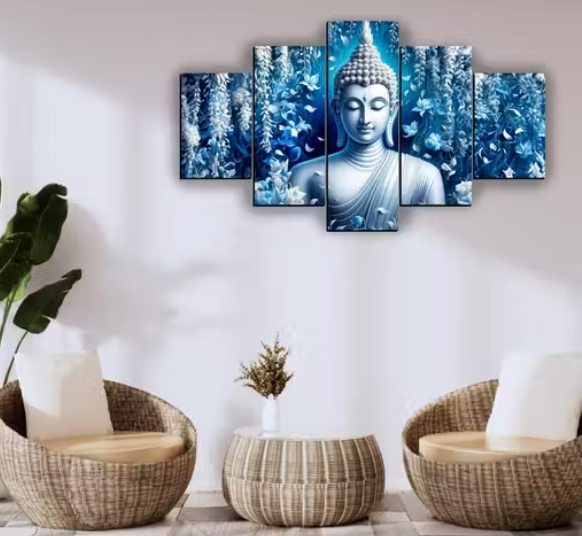 Buddha Meditating Home Decor Painting Digital Reprint 18 inch x 30 inch Painting (Without Frame, Pack of 5)