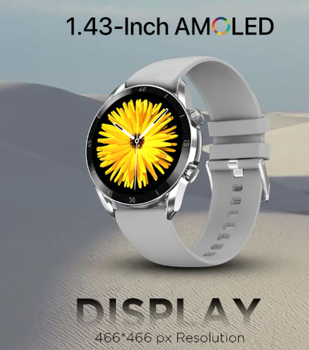 Fire-Boltt Legacy 36.3mm (1.43") AMOLED Display, Bluetooth Calling Wireless Charging Smartwatch  (Grey S Strap, Free Size)