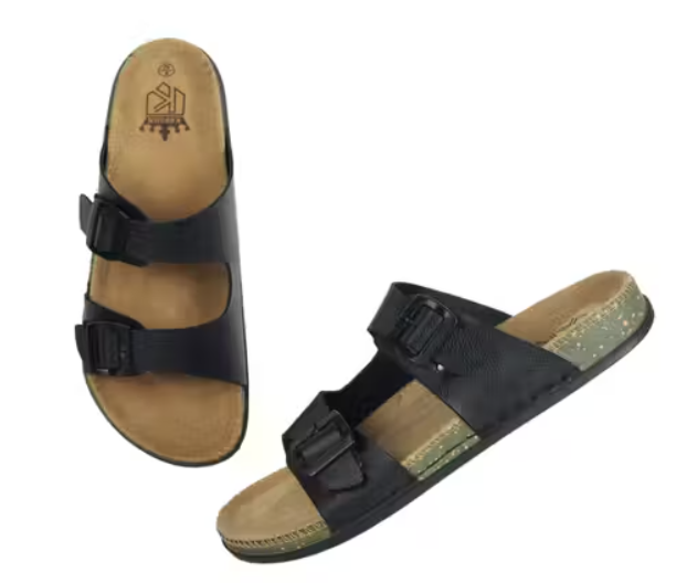 Kavsun Men’s Trendy Black Synthetic Sliders – Comfortable Slip-On with TPR Sole