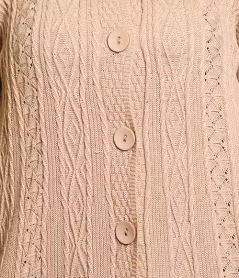 Women Woven Collared Neck BEIGE Sweater