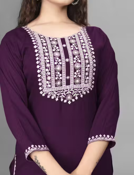 Women Embroidered Rayon A-line Kurta straight kurti,solid kurti, new trandy A-line